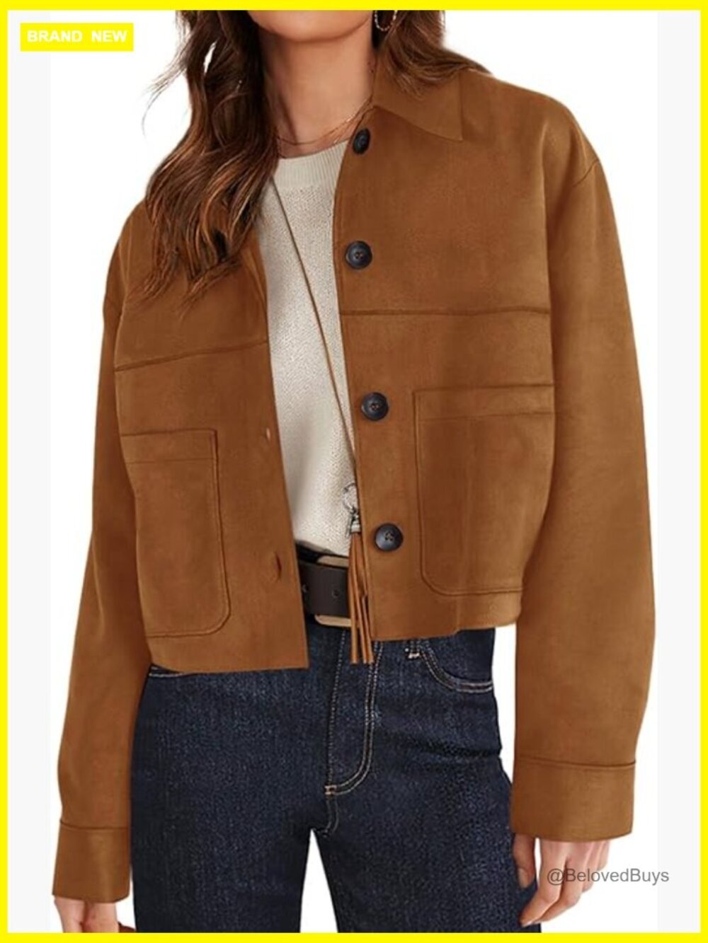 Faux Suede Cropped Jacket Casual Lightweight Fall Winter Coat Trendy Outerwear
